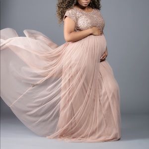 Blush Tulle Maternity Dress